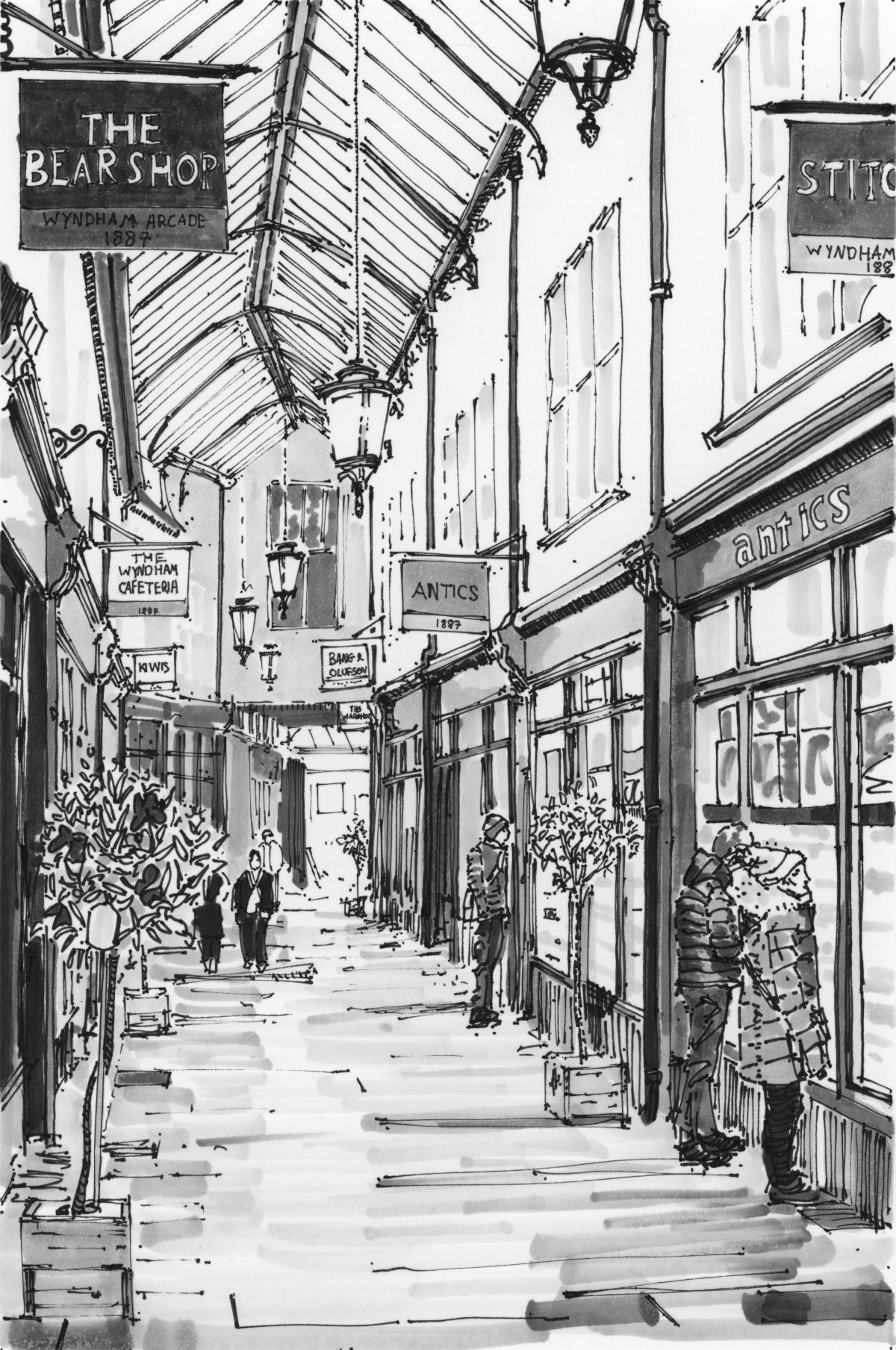 Wyndham Arcade, Cardiff — Original Ink Drawing and Giclée Art Print