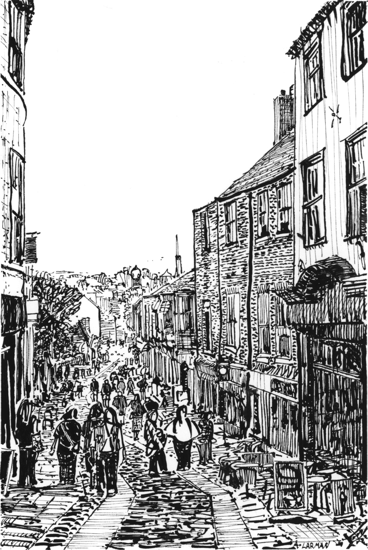Welsh Street Scene — Original Ink Drawing and Giclée Art Print