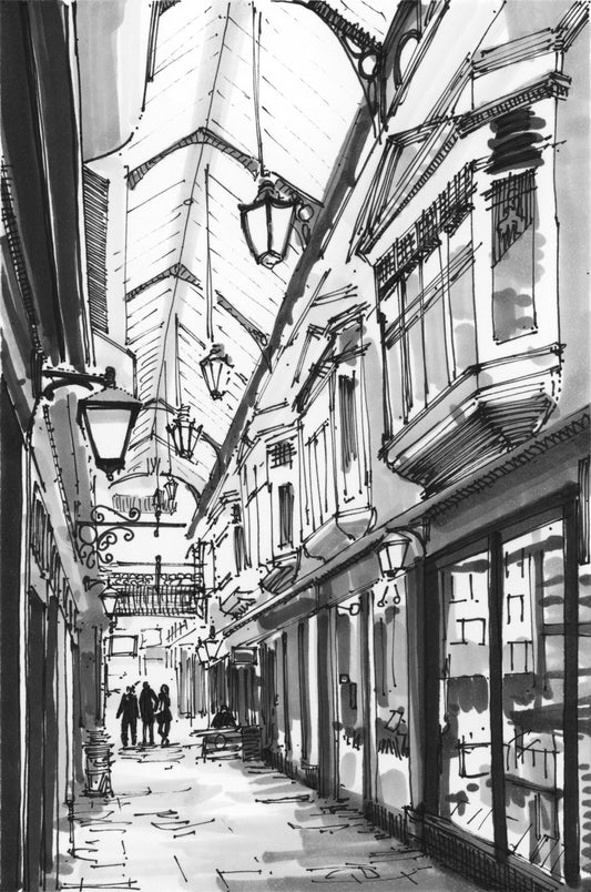 Castle Arcade, Cardiff — Original Ink Drawing and Giclée Art Print