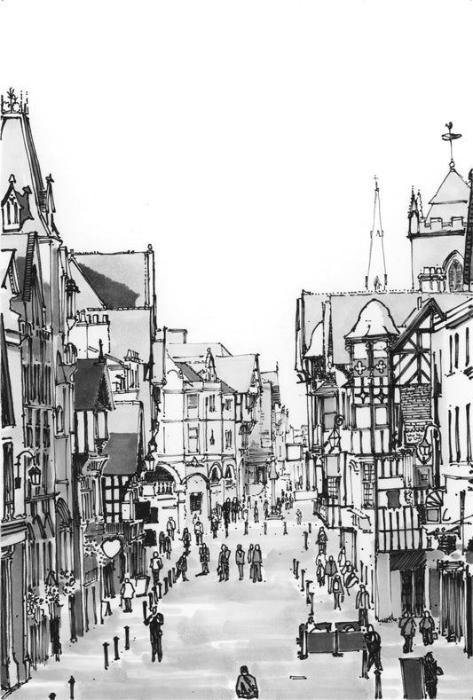 Eastgate Street, Chester — Original Ink Drawing and Giclée Art Print