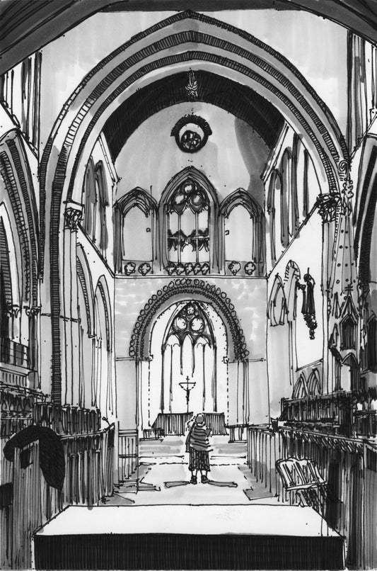 Llandaff Cathedral, Llandaff , Cardiff — Original Ink Drawing and Giclée Art Print