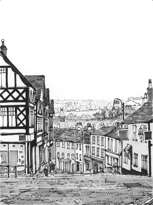Ruthin High Street, Wales — Original Ink Drawing and Giclée Art Print
