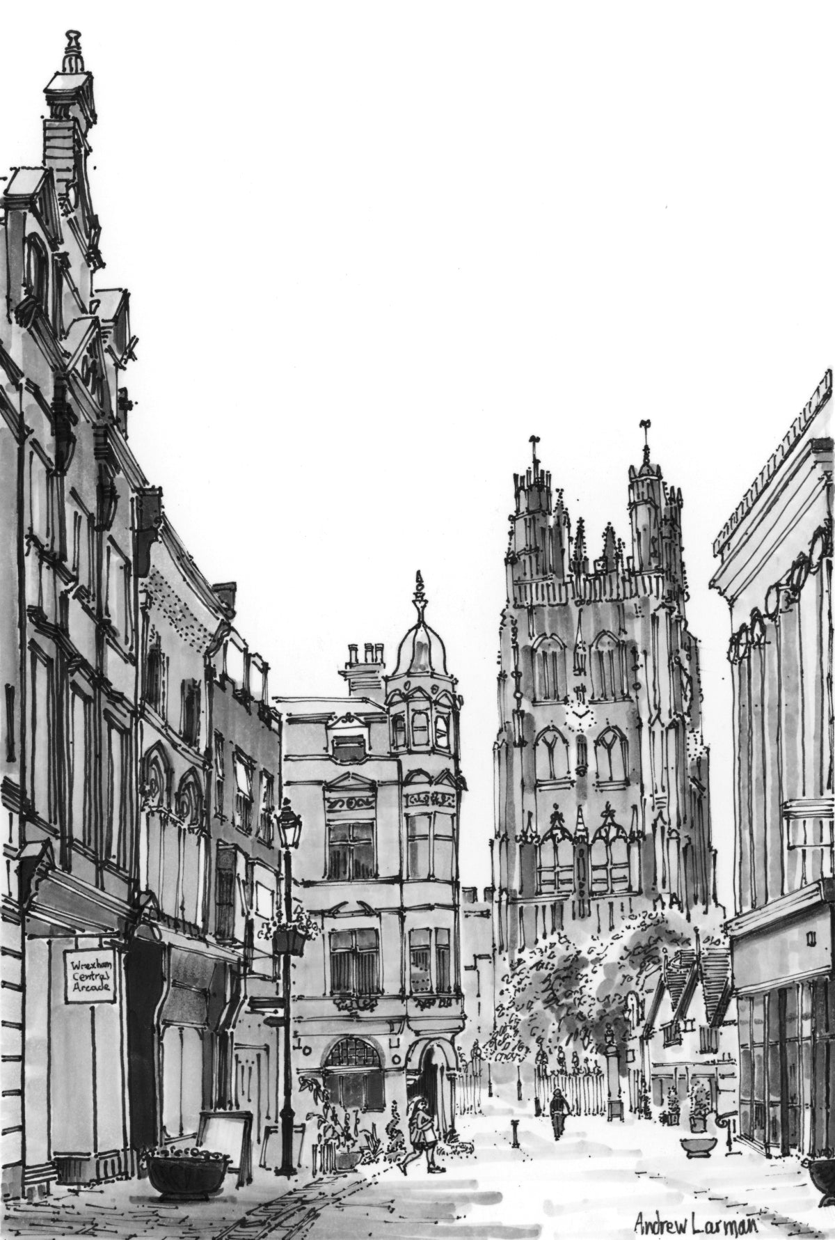 Wrexham Central Arcade, Hope Street, Wrexham — Original Ink Drawing and Giclée Art Print